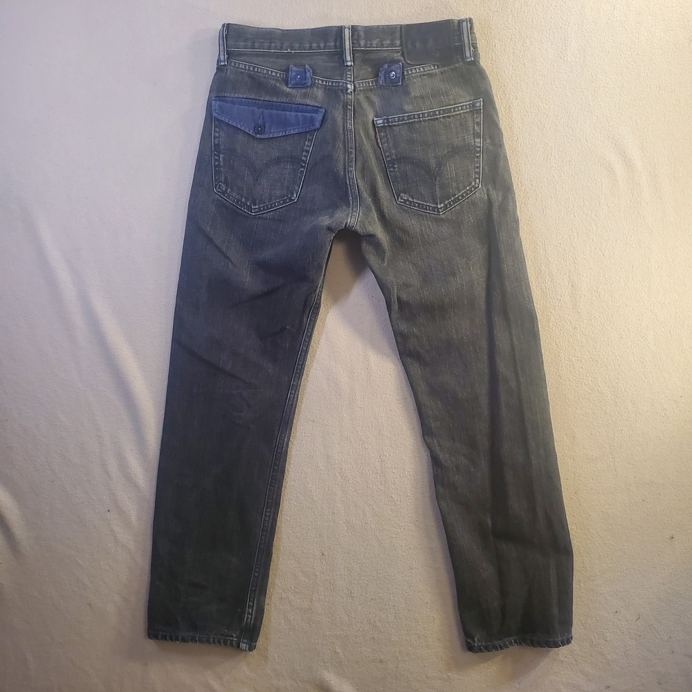 Stussy x Levis Black Denim Jeans Mens 30x28 SS505 Faded Streetwear Straight Leg - Picture 9 of 16